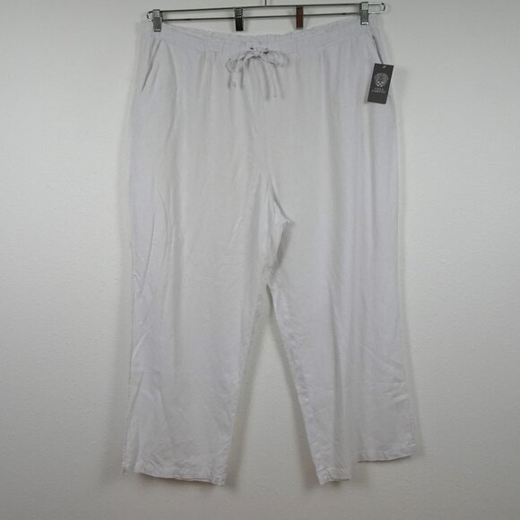 Vince Camuto Linen Blend Pants Women's Plus Size 3X White Wide Leg Side Slit - Picture 2 of 12